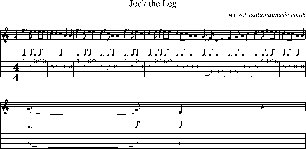 Mandolin Tab and Sheet Music for Jock The Leg