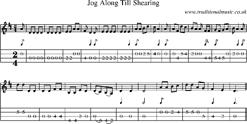 Mandolin Tab and Sheet Music for Jog Along Till Shearing