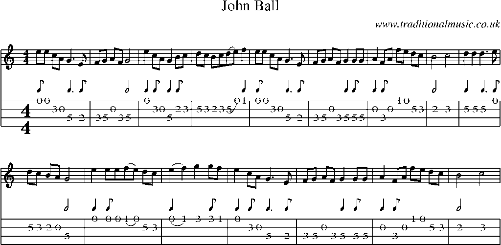 Mandolin Tab and Sheet Music for John Ball