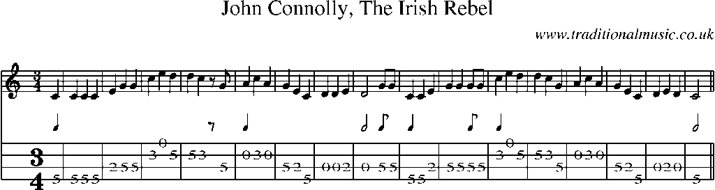 Mandolin Tab and Sheet Music for John Connolly, The Irish Rebel