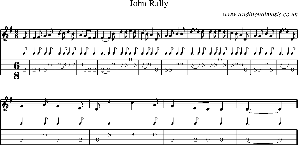 Mandolin Tab and Sheet Music for John Rally