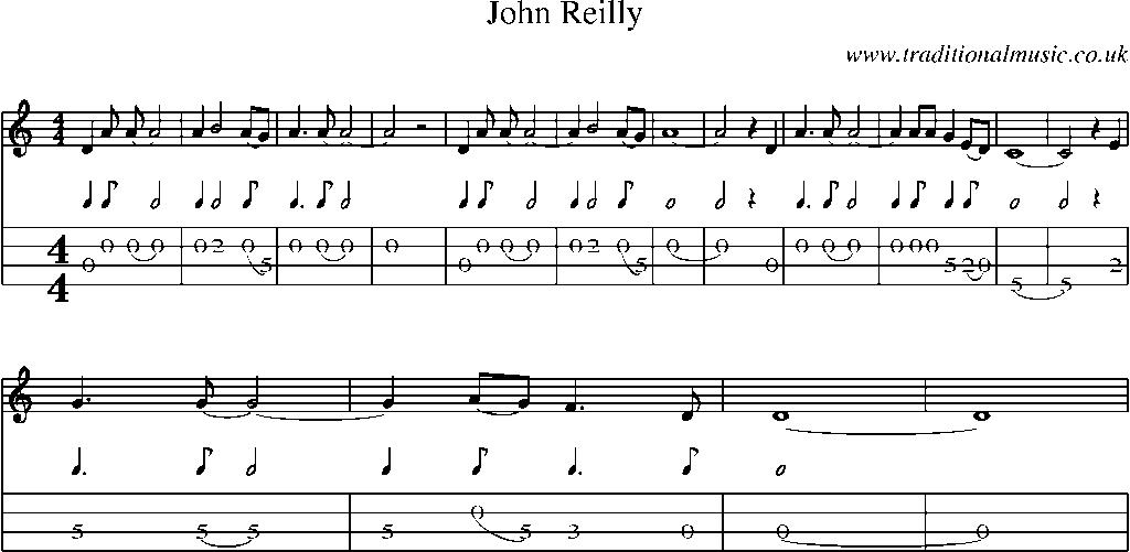Mandolin Tab and Sheet Music for John Reilly