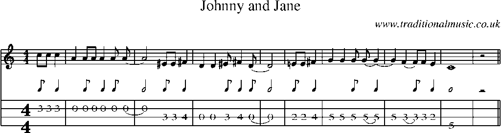 Mandolin Tab and Sheet Music for Johnny And Jane