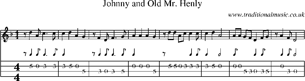 Mandolin Tab and Sheet Music for Johnny And Old Mr. Henly