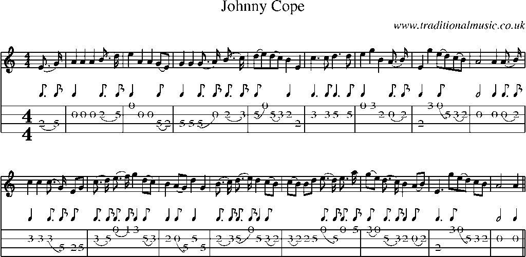 Mandolin Tab and Sheet Music for Johnny Cope