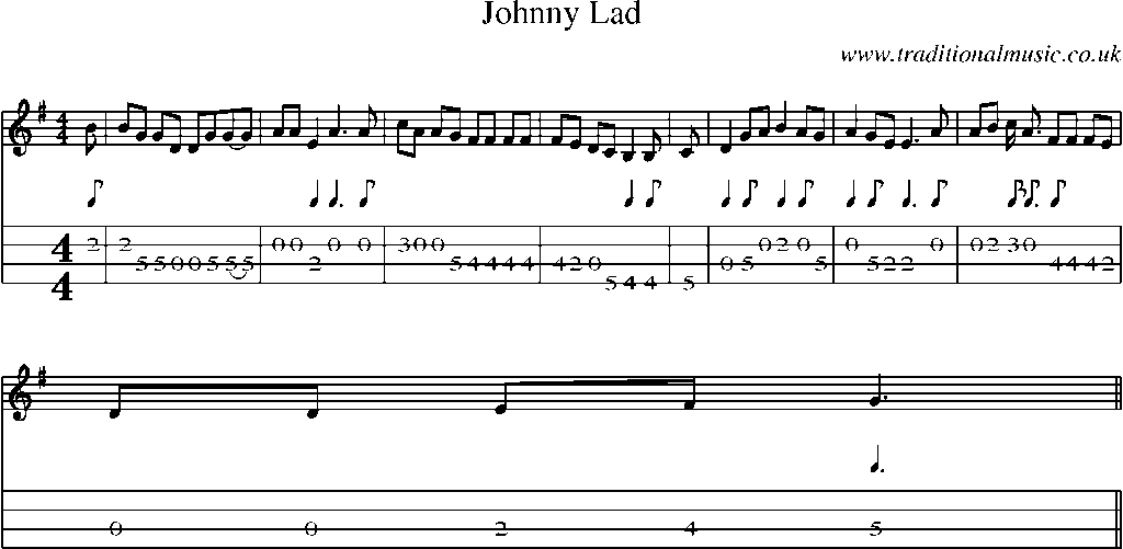 Mandolin Tab and Sheet Music for Johnny Lad(1)