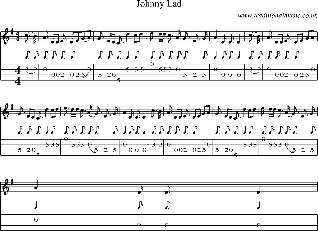 Mandolin Tab and Sheet Music for Johnny Lad
