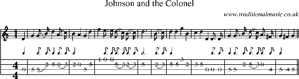 Mandolin Tab and Sheet Music for Johnson And The Colonel