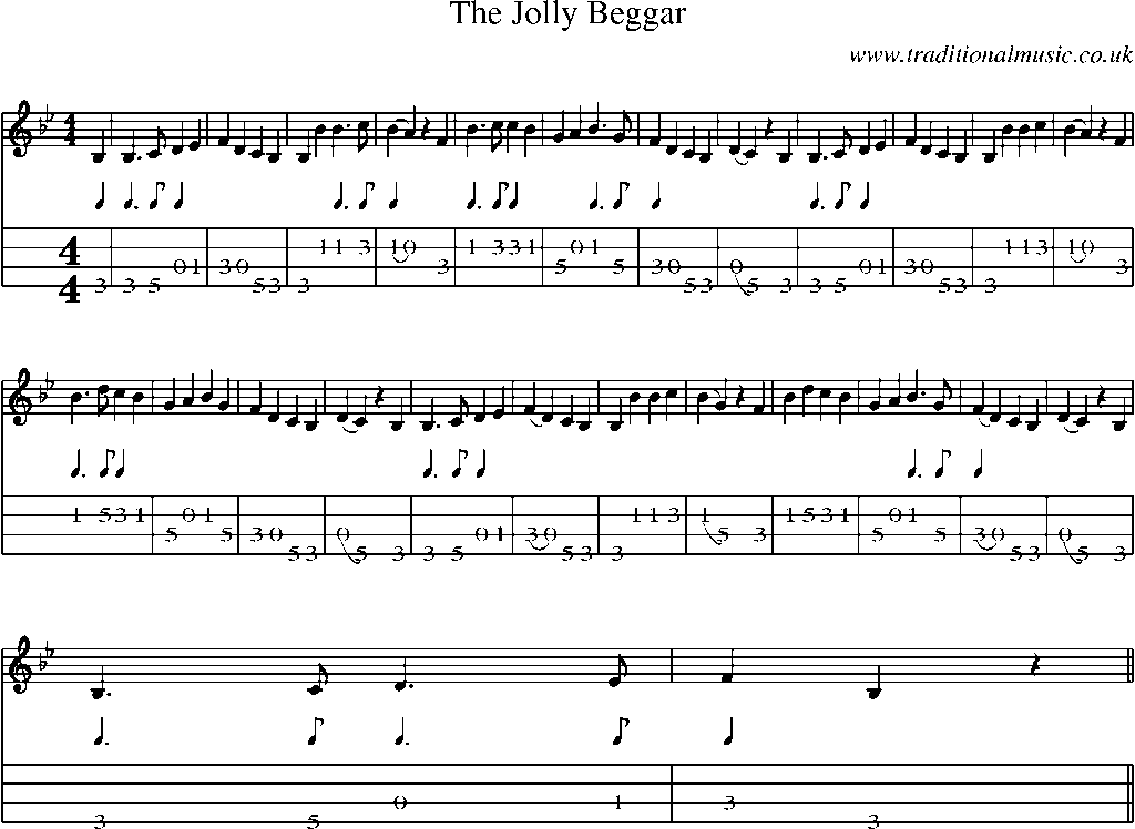 Mandolin Tab and Sheet Music for The Jolly Beggar