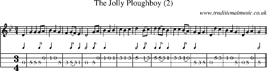 Mandolin Tab and Sheet Music for The Jolly Ploughboy (2)