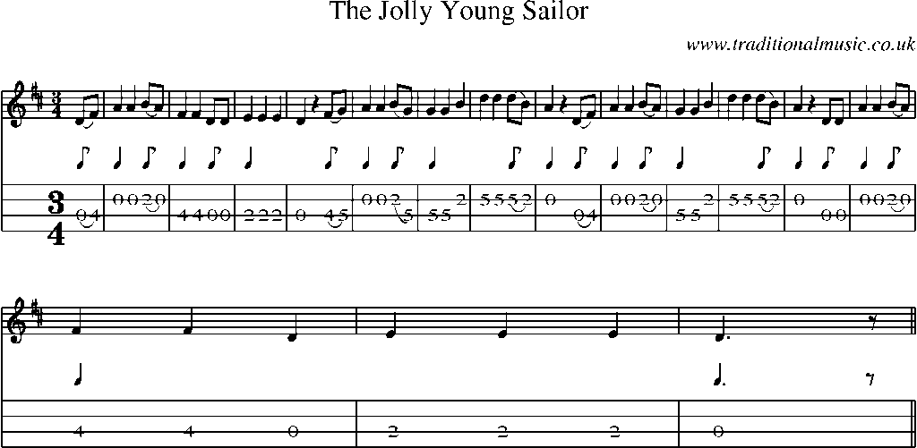 Mandolin Tab and Sheet Music for The Jolly Young Sailor