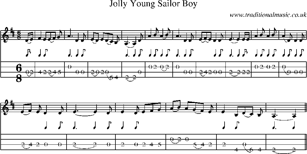 Mandolin Tab and Sheet Music for Jolly Young Sailor Boy
