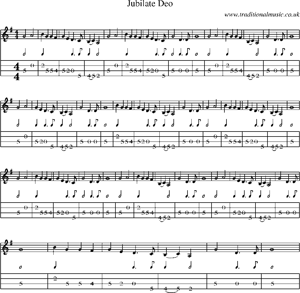 Mandolin Tab and Sheet Music for Jubilate Deo