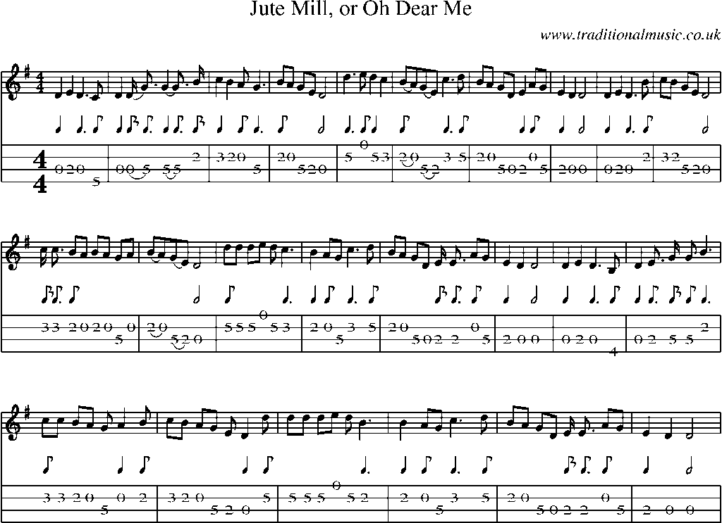 Mandolin Tab and Sheet Music for Jute Mill, Or Oh Dear Me