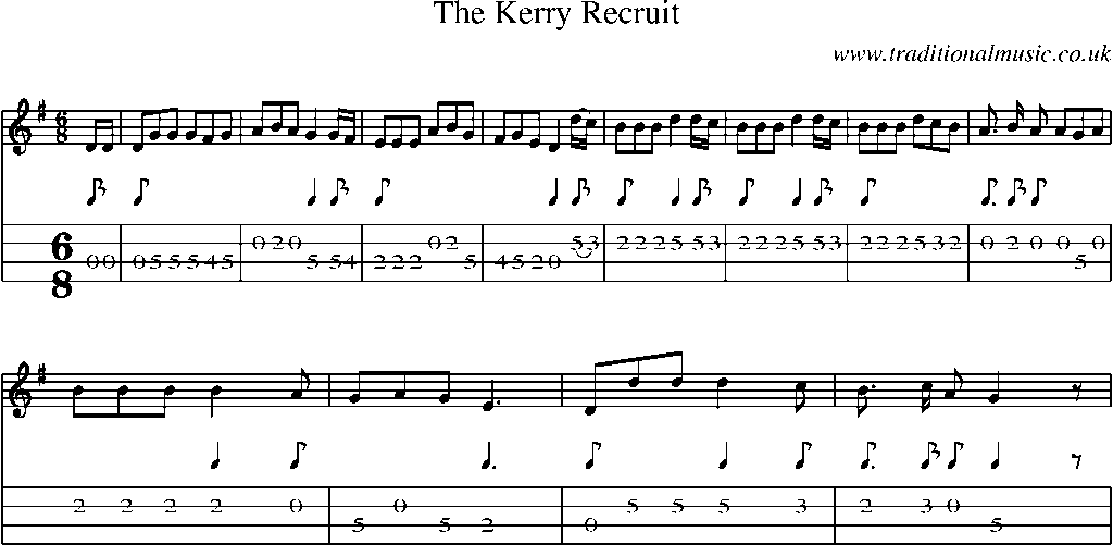 Mandolin Tab and Sheet Music for The Kerry Recruit(1)