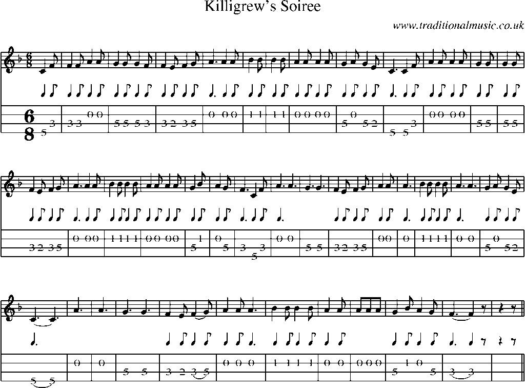 Mandolin Tab and Sheet Music for Killigrew's Soiree