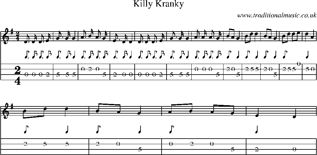 Mandolin Tab and Sheet Music for Killy Kranky