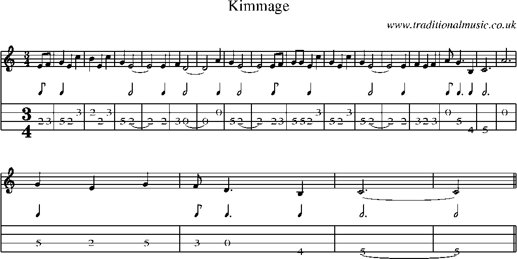 Mandolin Tab and Sheet Music for Kimmage