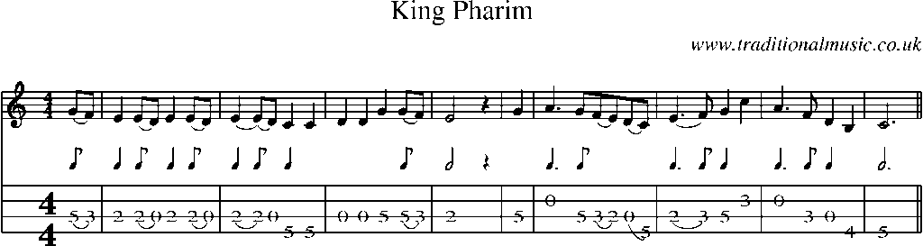 Mandolin Tab and Sheet Music for King Pharim