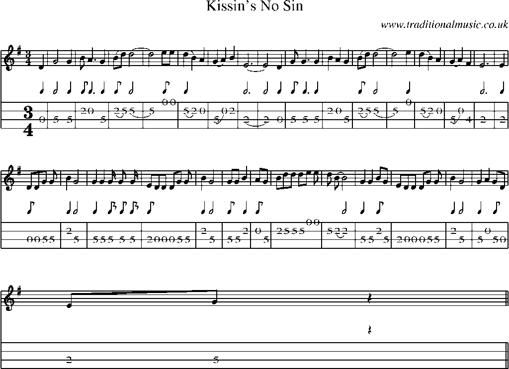Mandolin Tab and Sheet Music for Kissin's No Sin