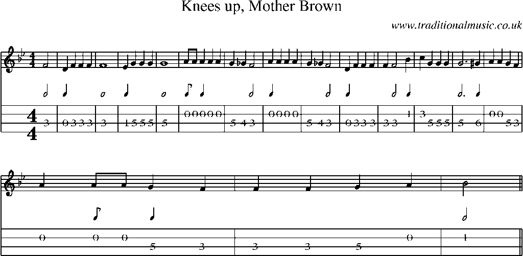 Mandolin Tab and Sheet Music for Knees Up, Mother Brown