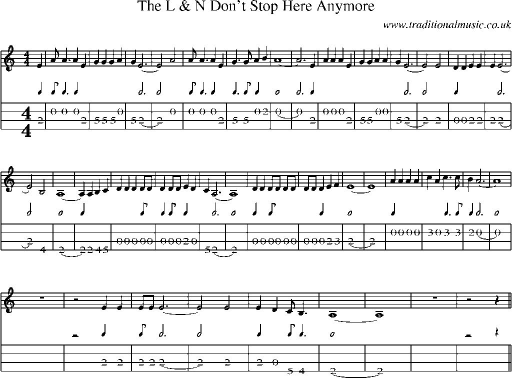 Mandolin Tab and Sheet Music for The L & N Don't Stop Here Anymore