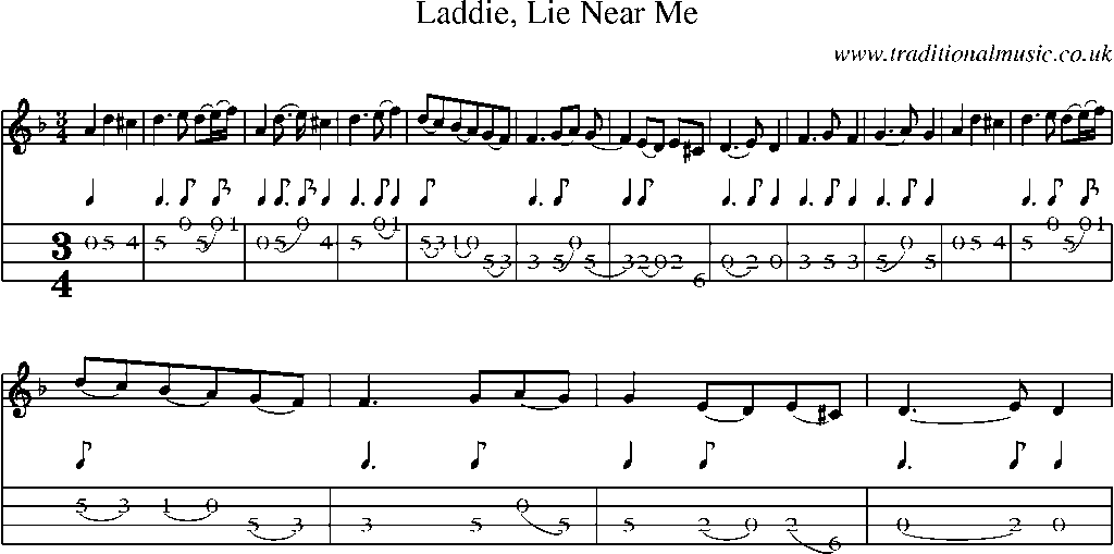 Mandolin Tab and Sheet Music for Laddie, Lie Near Me