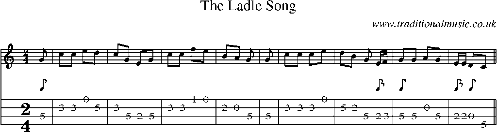 Mandolin Tab and Sheet Music for The Ladle Song