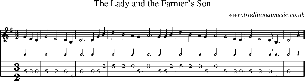 Mandolin Tab and Sheet Music for The Lady And The Farmer's Son