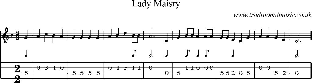 Mandolin Tab and Sheet Music for Lady Maisry