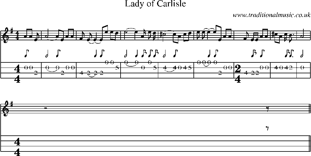 Mandolin Tab and Sheet Music for Lady Of Carlisle