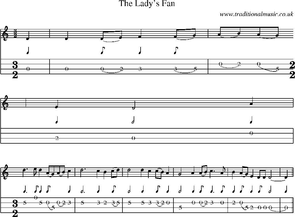 Mandolin Tab and Sheet Music for The Lady's Fan