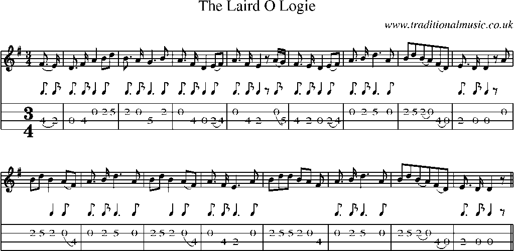 Mandolin Tab and Sheet Music for The Laird O Logie