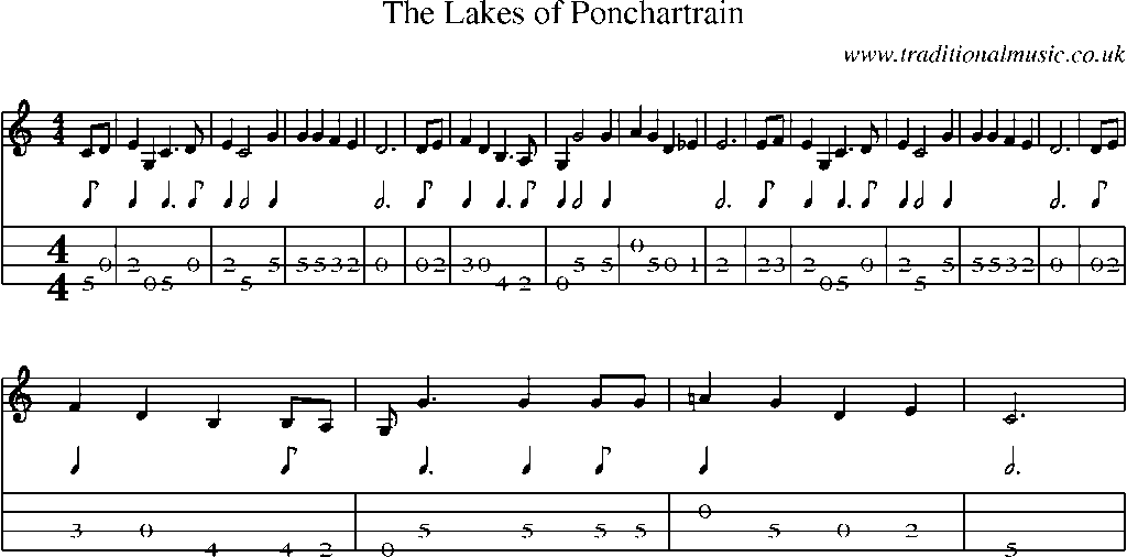 Mandolin Tab and Sheet Music for The Lakes Of Ponchartrain