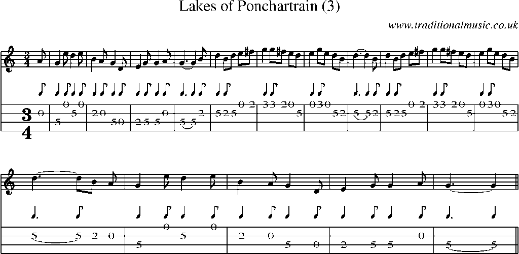 Mandolin Tab and Sheet Music for Lakes Of Ponchartrain (3)