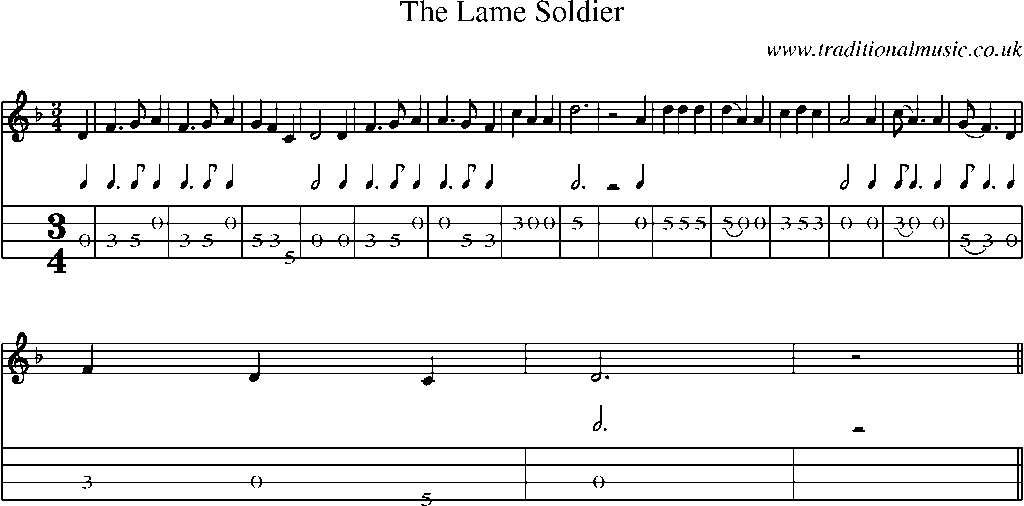 Mandolin Tab and Sheet Music for The Lame Soldier