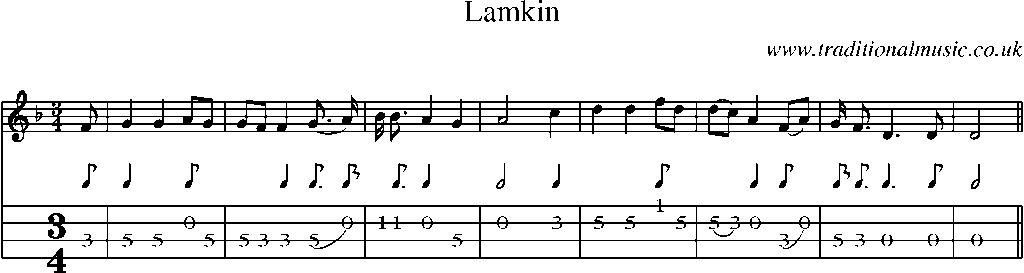 Mandolin Tab and Sheet Music for Lamkin