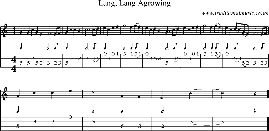 Mandolin Tab and Sheet Music for Lang, Lang Agrowing
