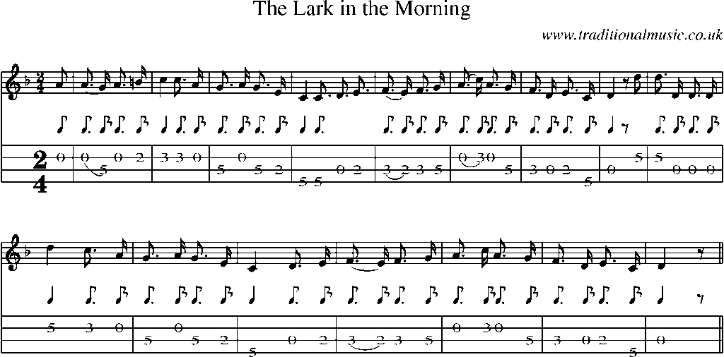 Mandolin Tab and Sheet Music for The Lark In The Morning