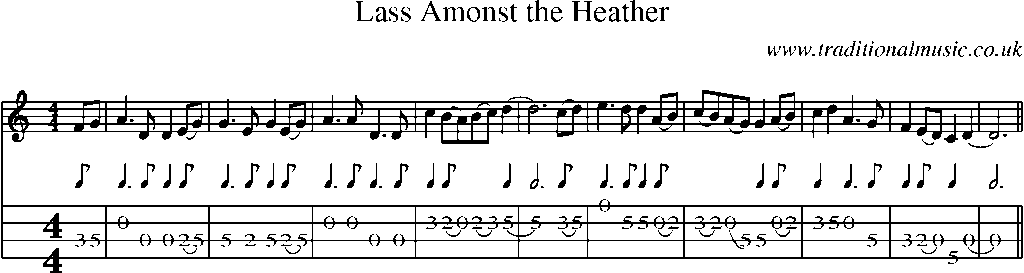 Mandolin Tab and Sheet Music for Lass Amonst The Heather