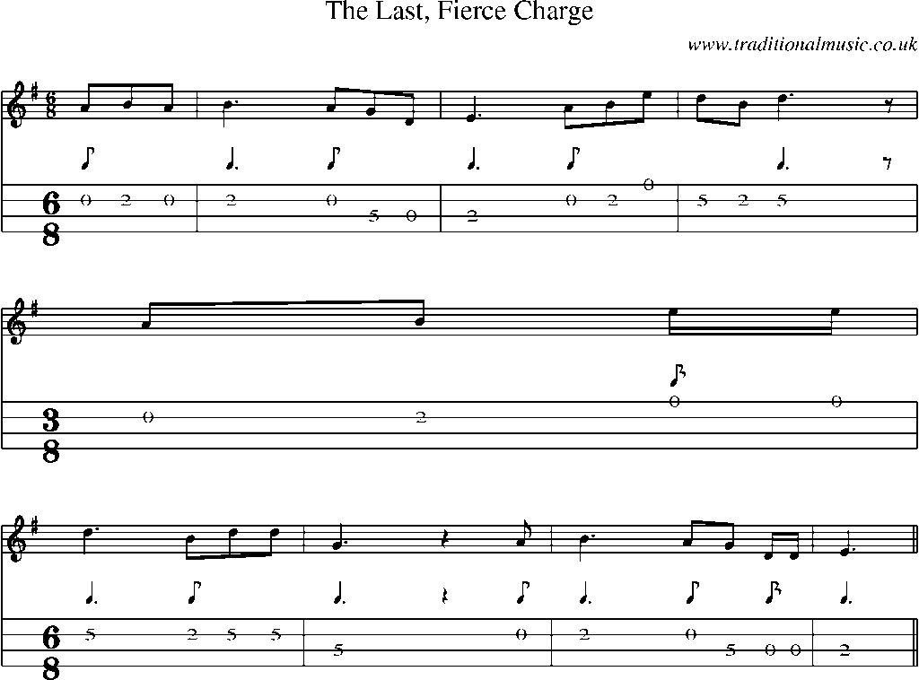 Mandolin Tab and Sheet Music for The Last, Fierce Charge