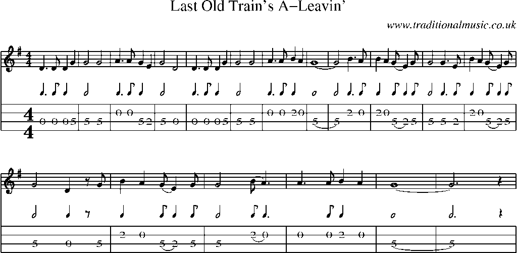 Mandolin Tab and Sheet Music for Last Old Train's A-leavin'