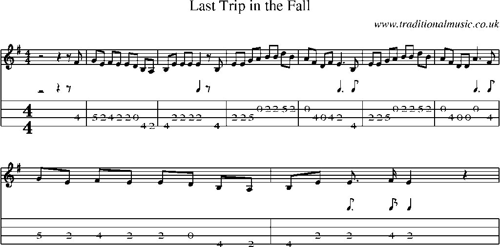 Mandolin Tab and Sheet Music for Last Trip In The Fall