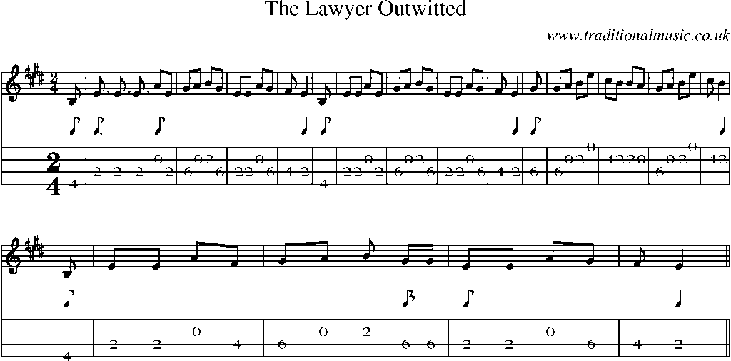 Mandolin Tab and Sheet Music for The Lawyer Outwitted