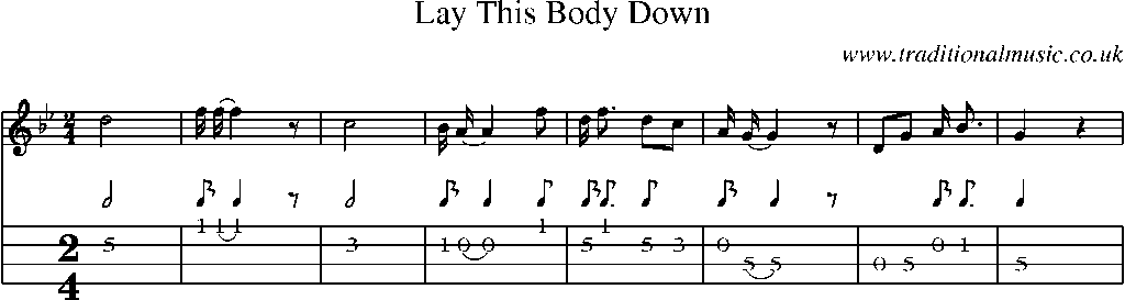 Mandolin Tab and Sheet Music for Lay This Body Down