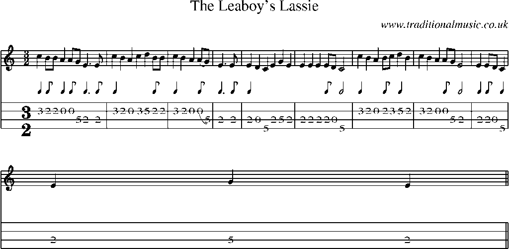 Mandolin Tab and Sheet Music for The Leaboy's Lassie