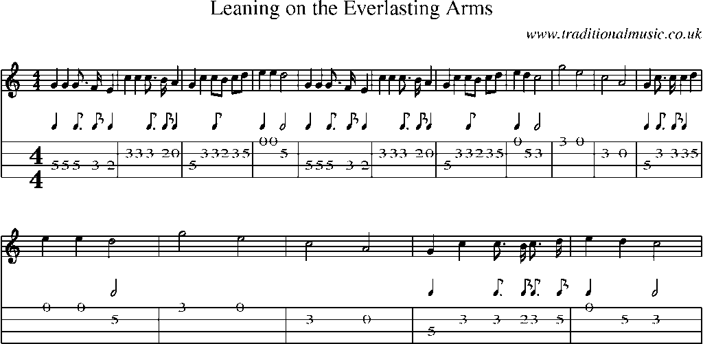 Mandolin Tab and Sheet Music for Leaning On The Everlasting Arms