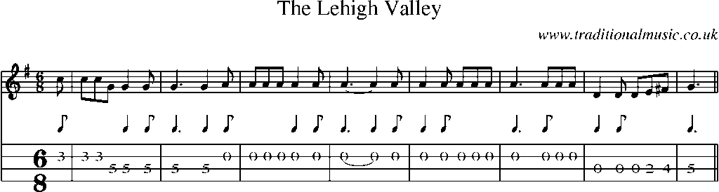 Mandolin Tab and Sheet Music for The Lehigh Valley