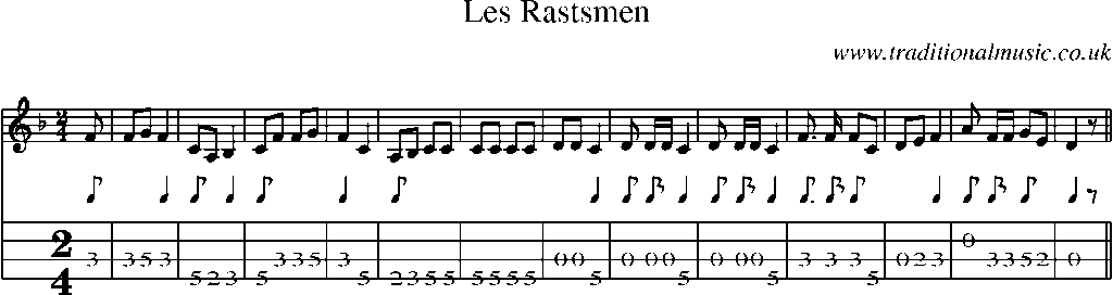 Mandolin Tab and Sheet Music for Les Rastsmen