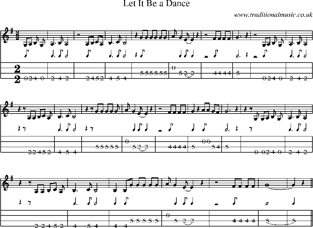 Mandolin Tab and Sheet Music for Let It Be A Dance